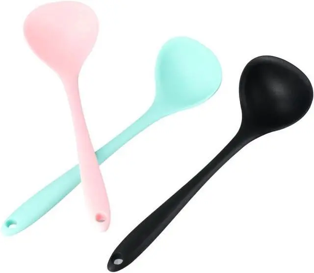 Alt view image 3 of 5 - 3 Pcs Silicone Ladles Soup Spoons, Kitchen Cooking Utensils Serving Spoon for Soup, Gravy, Salad Dressing and Pancake Batter