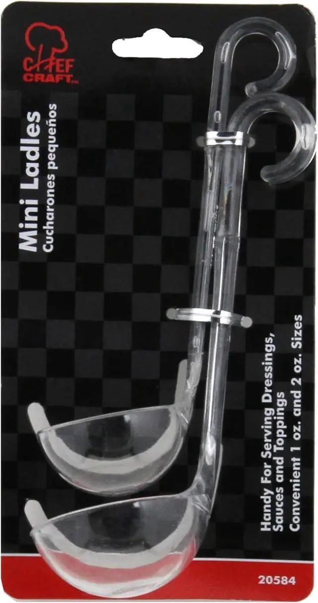 Alt view image 2 of 2 - Chef Craft Plastic Dressing and Sauces Ladles, 1 Ounce 5.5 Inch and 2 Ounce 6 Inch 2 Piece Set, Clear
