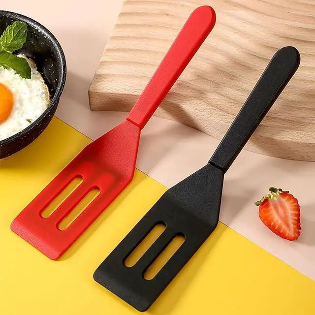 Alt view image 5 of 7 - 2 PackKunovo Small Spatula for Nonstick Cookware Mini Spatulas for kitchen Use,Heat-Resistant Silicone Thin Spatula Cooking Baking (Black-R)