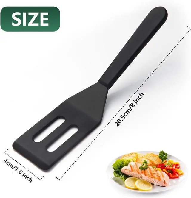 Alt view image 6 of 7 - 2 PackKunovo Small Spatula for Nonstick Cookware Mini Spatulas for kitchen Use,Heat-Resistant Silicone Thin Spatula Cooking Baking (Black-R)