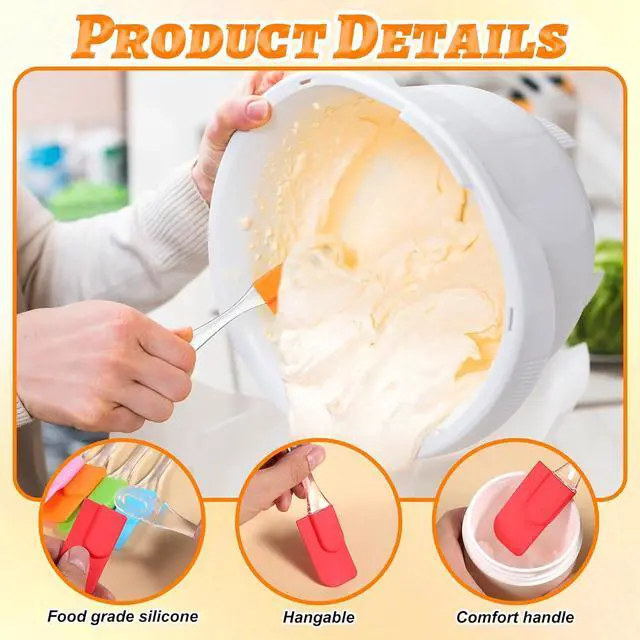 Alt view image 6 of 7 - 6Pcs Mini Spatula Silicone Small Rubber Spatulas Mini Kitchen Non Stick Silicone Spatula Miniature for Baking Cooking Mixing Frosting Serving Cookies Cakes Batter, Heat Resistant, Dishwasher Safe