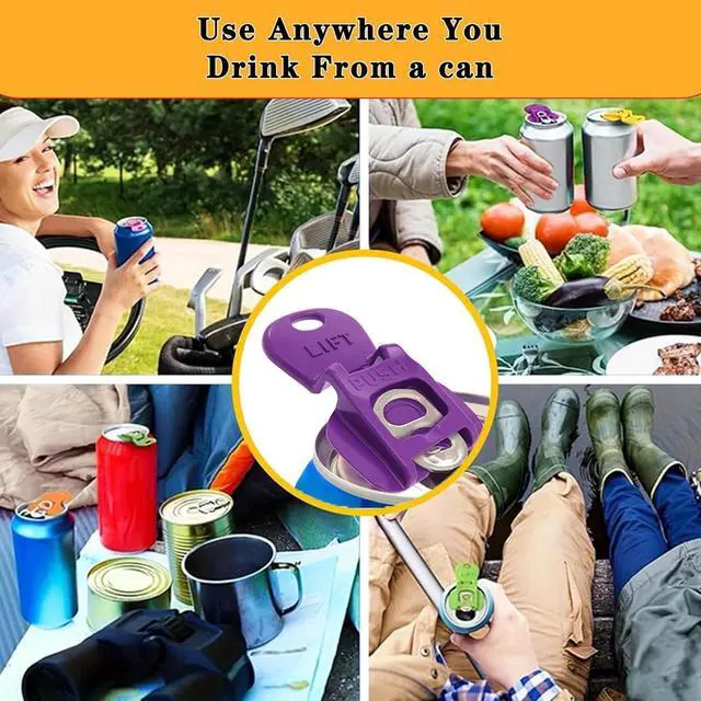 Alt view image 3 of 5 - 6PCS Colorful Can Tab Openers & Leak-Proof Drink Covers One-Hand Soda Can Opener and Reusable Protector Caps for Coke, Beer, Soda, and Aluminum Cans