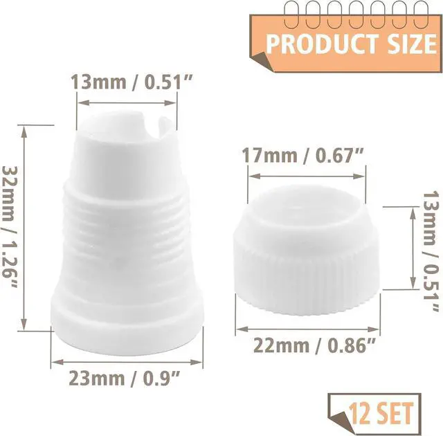 Alt view image 2 of 5 - 12Pcs White Piping Bag Couplers | Small Pipe Tip Coupler, Plastic Standard Couplers for Icing Nozzles, 32 x 23mm/1.26 x 0.9 Inch