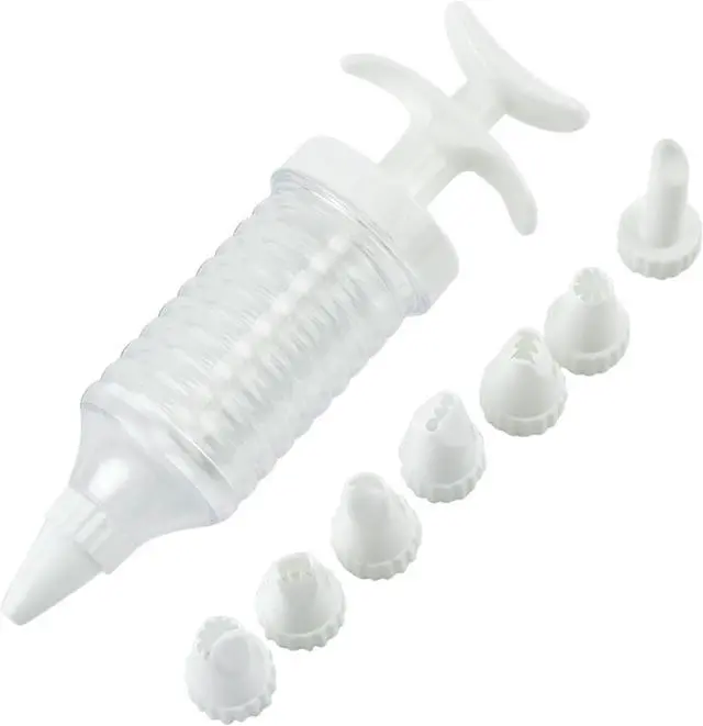Main image of 1Pc White Pipe Nozzles with Syringe8pcs Plastic Cream Baking Piping Nozzle Dispenser Icing Pastry Tips Tube Decoration Tool, for Cupcake and Cake,Decorating Tools, Kitchen Utensils and Gadgets