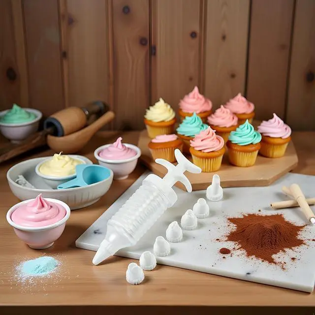 Alt view image 4 of 6 - 1Pc White Pipe Nozzles with Syringe8pcs Plastic Cream Baking Piping Nozzle Dispenser Icing Pastry Tips Tube Decoration Tool, for Cupcake and Cake,Decorating Tools, Kitchen Utensils and Gadgets