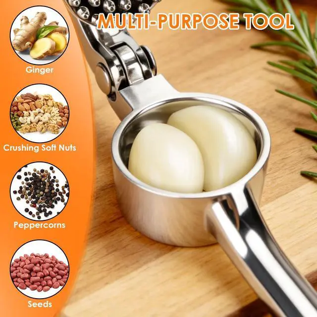 Alt view image 7 of 7 - TACGEA Kitchen Garlic Press Set, Rust Proof Garlic Mincer Tool with Silicone Garlic Peeler and Brush