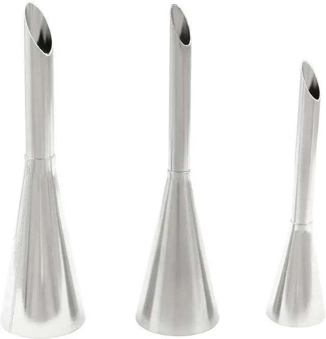Alt view image 2 of 5 - Hitefu 3PCS Stainless Steel Cream Icing Piping Nozzle Tips | Long Cake Decorating Frosting Tips, Pastry Filling Tip Tool, For Cream Puff Cupcakes Cookies Cakes Decorating