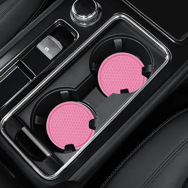Main image of 4 Pack Car Coasters, 2.75inch Universal Non-Slip Car Cup Holder Coaster for Car, PVC Cup Pad Mat Car Coasters for Cup Holders for Women (Pink)