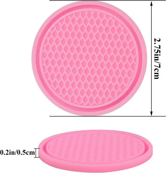 Alt view image 2 of 7 - 4 Pack Car Coasters, 2.75inch Universal Non-Slip Car Cup Holder Coaster for Car, PVC Cup Pad Mat Car Coasters for Cup Holders for Women (Pink)