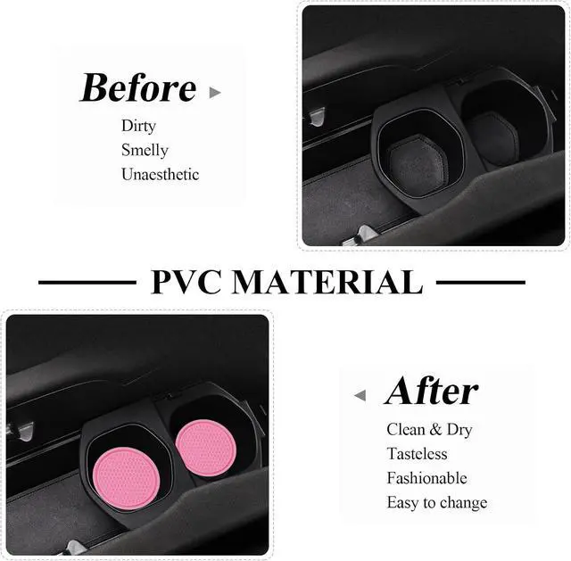 Alt view image 5 of 7 - 4 Pack Car Coasters, 2.75inch Universal Non-Slip Car Cup Holder Coaster for Car, PVC Cup Pad Mat Car Coasters for Cup Holders for Women (Pink)