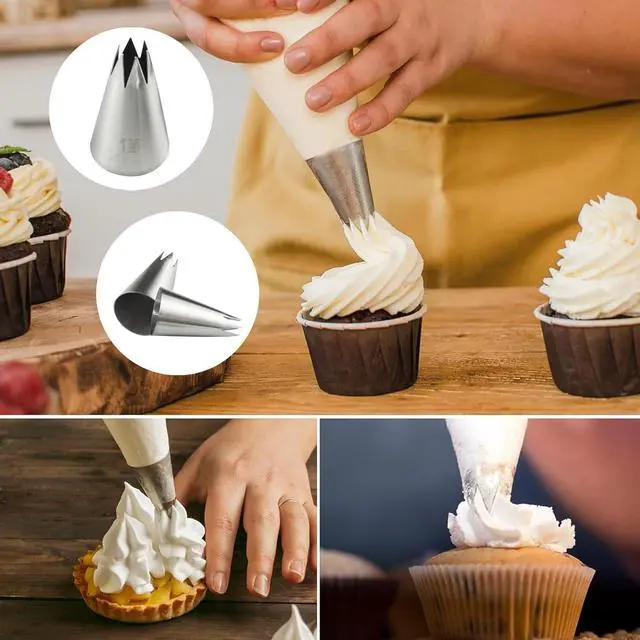 Alt view image 3 of 5 - 3 PCS 1M Cake Piping Tips, Cake Decorating Supplies Piping Tips | Piping Nozzles Decorating Tips, Baking Tools for Buttercream, Icing, Icing, Birthday Cake, Cupcake, DIY Art