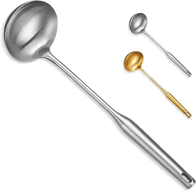 Main image of Stainless Steel Soup Ladle, 14 Inch Large Serving Ladle, Silver | Heavy Duty, Heat-Resistant, Dishwasher Safe, Kitchen Utensils for Cooking, Buffet, Party, Kitchen