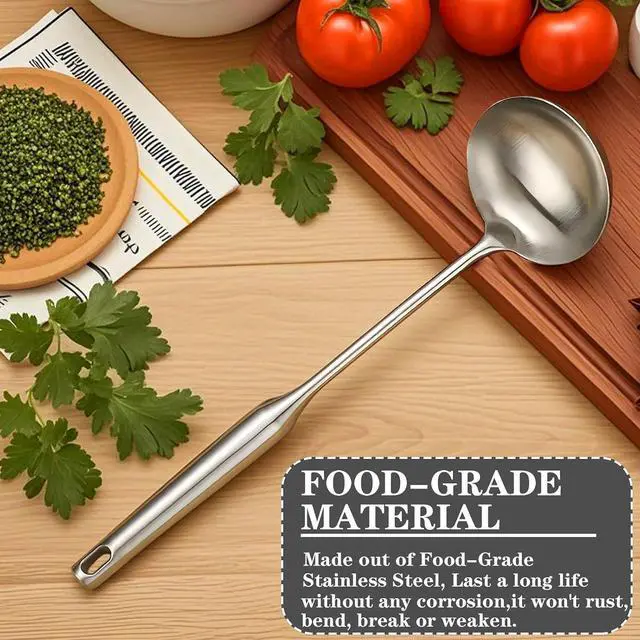 Alt view image 4 of 7 - Stainless Steel Soup Ladle, 14 Inch Large Serving Ladle, Silver | Heavy Duty, Heat-Resistant, Dishwasher Safe, Kitchen Utensils for Cooking, Buffet, Party, Kitchen