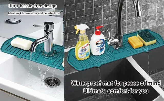 Alt view image 5 of 6 - 1 PCS Kitchen Sink Faucet Mat - 2026 New Foldable Sink Protectors for Kitchen Sink, Multi-Size Silicone Faucet Guard & Draining Mat, Splash Guard Keeps Countertop Dry, for Farmhouse RV Bathroom