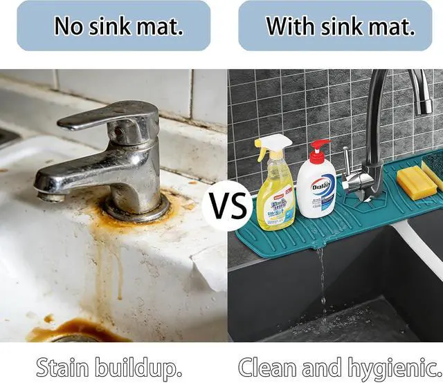 Alt view image 6 of 6 - 1 PCS Kitchen Sink Faucet Mat - 2026 New Foldable Sink Protectors for Kitchen Sink, Multi-Size Silicone Faucet Guard & Draining Mat, Splash Guard Keeps Countertop Dry, for Farmhouse RV Bathroom