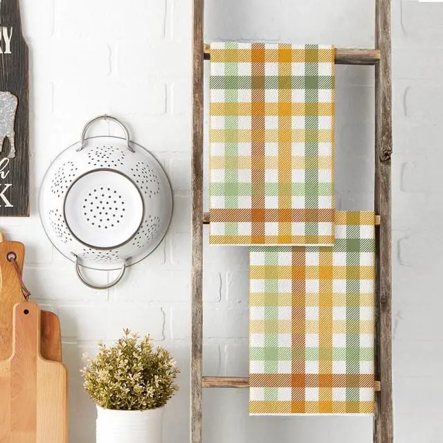 Alt view image 3 of 6 - Artoid Mode Colorful Stripes Fall Kitchen Towels Set of 2 18x26 Inch | Thanksgiving Autumn Hand & Dish Towels,Ultra Absorbent,Seasonal Farmhouse Decoration