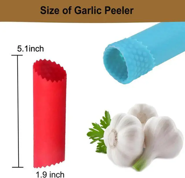 Alt view image 2 of 6 - Garlic Peeler Set 10 PCs Silicone Garlic Roller Tube Garlic Peeled Tool | Easy Garlic Peeled Skin Remover Convenient Garlic Peeler Roller