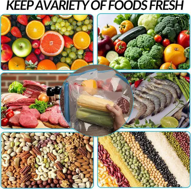 Alt view image 5 of 7 - Sous Vide Bags 27Pcs, BPA Free Reusable, Double-Layered Food Storage (8.5 x 8.5 in) for Cooking, Food Storage, and Microwave Heating. Includes 20 Vacuum Zipper Bags, 2 Seal Clips, and 5 Air Valves.