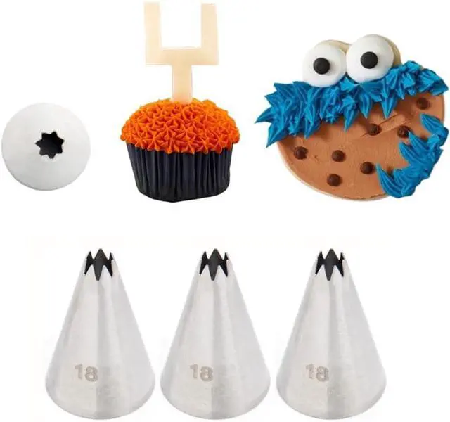 Main image of #18 Piping Tip, Open Star Decorating Tip for Borders & Ruffles, 3 Pcs