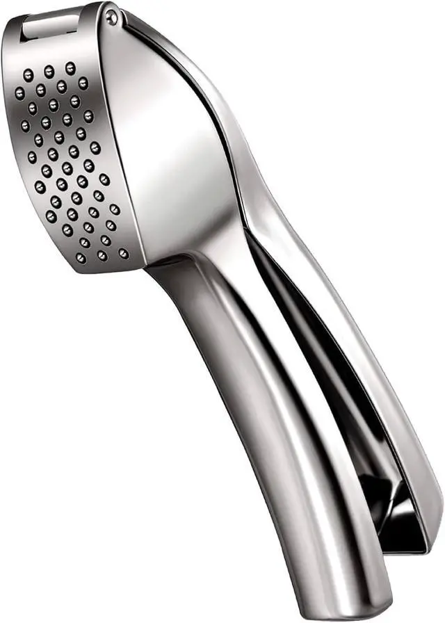 Alt view image 2 of 7 - Heavy Duty Garlic Press, Zinc Alloy Garlic Crusher & Mincer, Easy Squeeze Garlic Press Tool with Ergonomic Handle, Garlic Mincer with Peeler Tube & Cleaning Brush for Kitchen Cooking