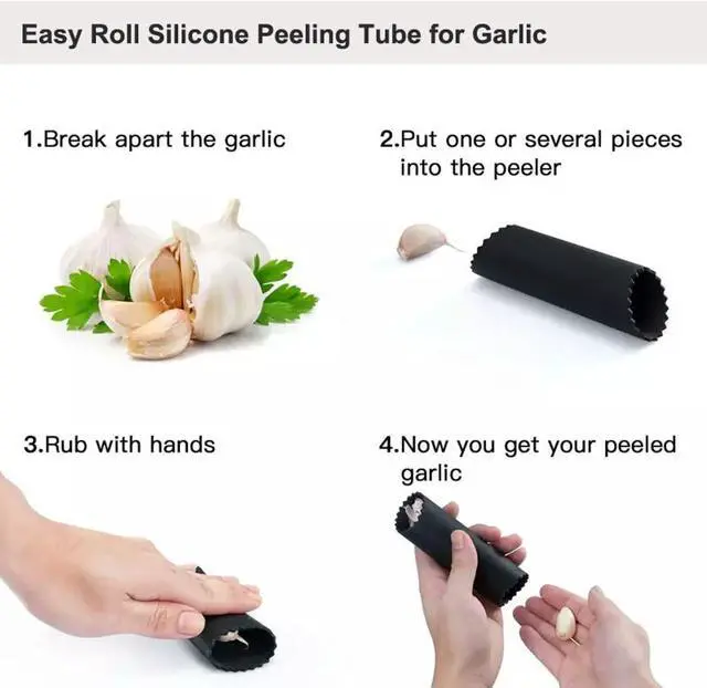 Alt view image 3 of 7 - Heavy Duty Garlic Press, Zinc Alloy Garlic Crusher & Mincer, Easy Squeeze Garlic Press Tool with Ergonomic Handle, Garlic Mincer with Peeler Tube & Cleaning Brush for Kitchen Cooking