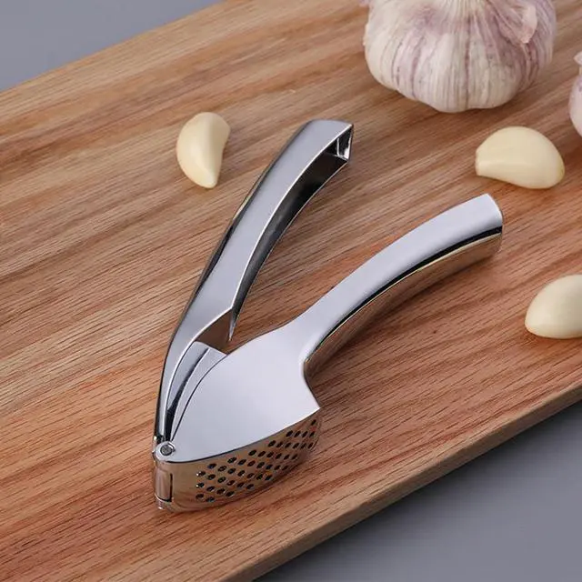 Alt view image 7 of 7 - Heavy Duty Garlic Press, Zinc Alloy Garlic Crusher & Mincer, Easy Squeeze Garlic Press Tool with Ergonomic Handle, Garlic Mincer with Peeler Tube & Cleaning Brush for Kitchen Cooking