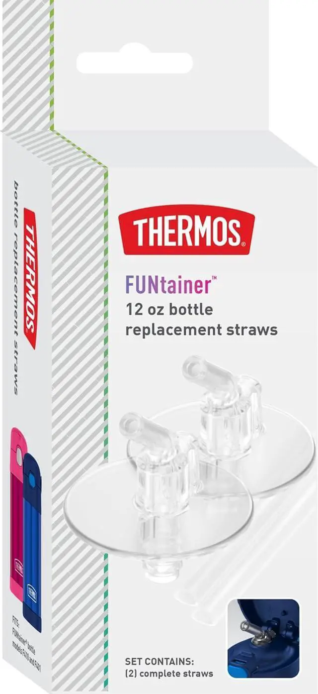 Main image of Thermos Replacement Straws for 12 Ounce Funtainer Bottle, Clear, 2 Count