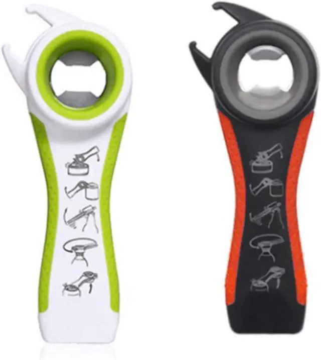 Main image of 2 pcs 5 In 1 Multi Function Multi-function Can Jar Bottle Open/Tighten Bottle Jar Can Opener for Small Hands, Seniors or Anyone Who Suffers from Arthritis Good Kitchen Tool (black/white)