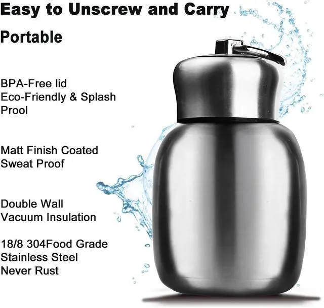 Alt view image 3 of 7 - Comeon 7oz Mini Stainless Steel Water Bottle Vacuum Insulated Mug, Original | Small Portable Thermal Flask, Leakproof, Keep Cold and Hot, for Juice, Milk, Coffee, Tea, Travel School Office Bottles