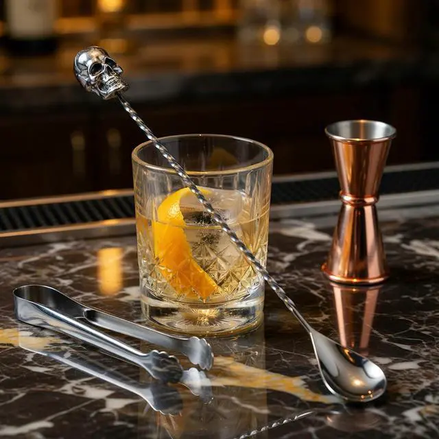 Alt view image 2 of 7 - Homestia 12'' Bar Spoon, Cocktail Mixing Spoon for Bartending, Skull Decor | 304 Stainless Steel Cocktail Spoon for Stirring, Long Spiral Handle Spoon Stirrers for Drink, Halloween Party, Home Bar Use