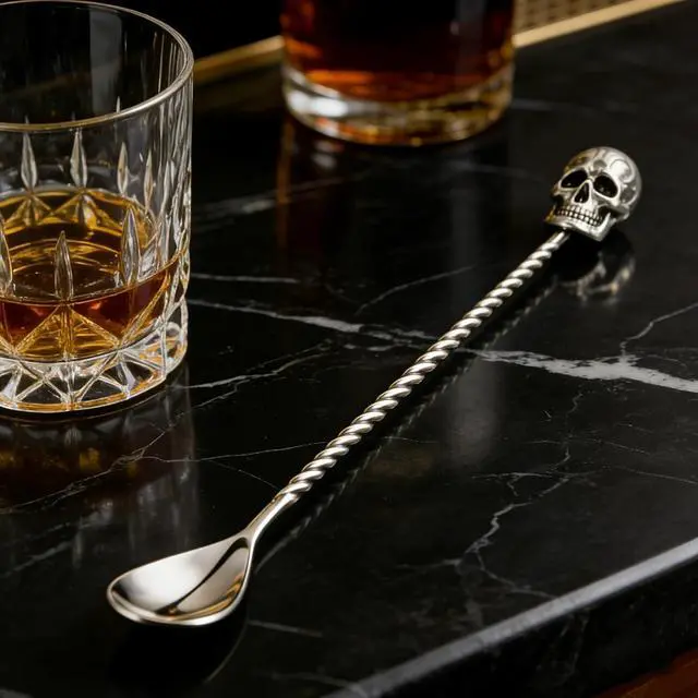 Alt view image 7 of 7 - Homestia 12'' Bar Spoon, Cocktail Mixing Spoon for Bartending, Skull Decor | 304 Stainless Steel Cocktail Spoon for Stirring, Long Spiral Handle Spoon Stirrers for Drink, Halloween Party, Home Bar Use