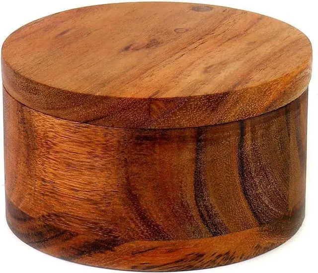 Main image of Kimona Spice Cellars Acacia Wood Salt & Spice Box With Swivel Cover, Secure Durable Storage & Organization for Seasonings, Herbs (3.5 X 3.5 X 2.5)