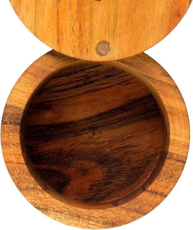 Alt view image 3 of 6 - Kimona Spice Cellars Acacia Wood Salt & Spice Box With Swivel Cover, Secure Durable Storage & Organization for Seasonings, Herbs (3.5 X 3.5 X 2.5)