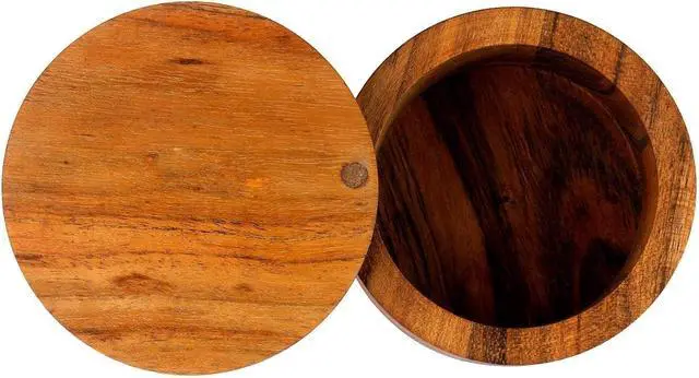 Alt view image 4 of 6 - Kimona Spice Cellars Acacia Wood Salt & Spice Box With Swivel Cover, Secure Durable Storage & Organization for Seasonings, Herbs (3.5 X 3.5 X 2.5)