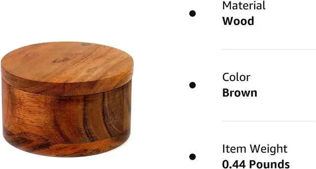Alt view image 6 of 6 - Kimona Spice Cellars Acacia Wood Salt & Spice Box With Swivel Cover, Secure Durable Storage & Organization for Seasonings, Herbs (3.5 X 3.5 X 2.5)