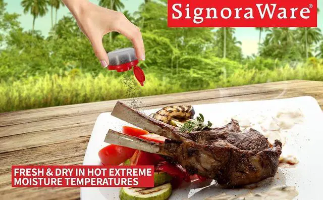 Alt view image 4 of 6 - SIGNORAWARE Salt and Pepper Shakers Moisture Proof Mini Salt Shaker to go Camping Picnic Outdoors Kitchen Lunch Boxes Travel Spice Set Clear with colored lids Plastic Airtight Dispenser (Small,3 pack)