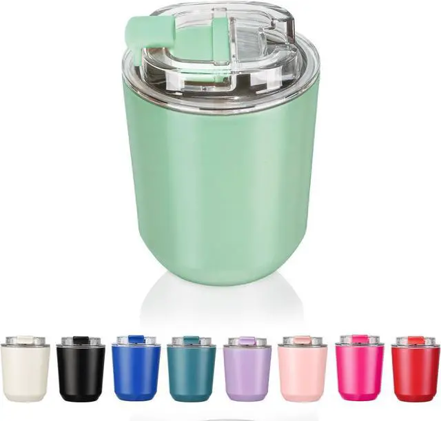 Main image of Puraville 10 oz Insulated Stainless Steel Tumblers with Lid | Travel Coffee Mug Vacuum Cup, Leak Proof Reusable Double Walled Coffee Tumbler for Iced and Hot Drinks, Green