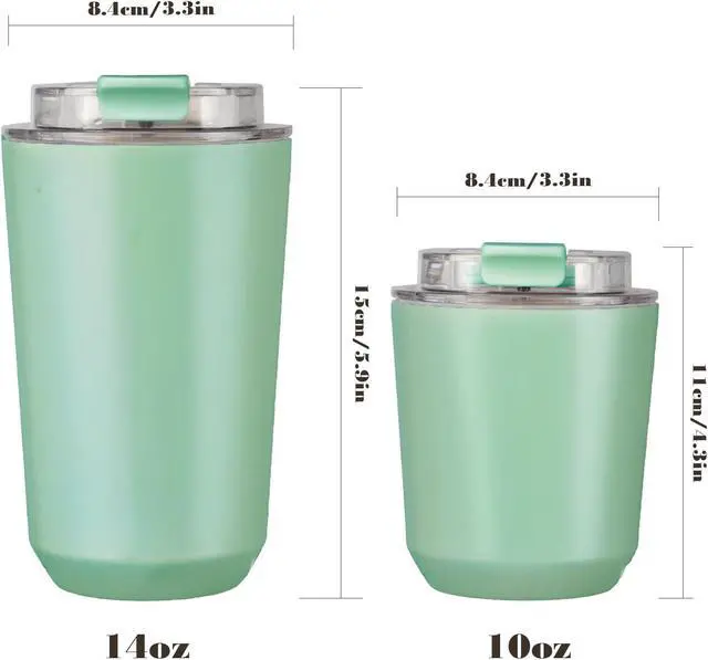 Alt view image 2 of 7 - Puraville 10 oz Insulated Stainless Steel Tumblers with Lid | Travel Coffee Mug Vacuum Cup, Leak Proof Reusable Double Walled Coffee Tumbler for Iced and Hot Drinks, Green