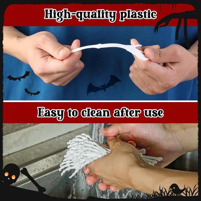 Alt view image 3 of 7 - RunNico 25 Pcs 5.9''x1.5'' Halloween Skeleton Cocktail Stirrers, Reusable Skeleton Hand Swizzle Sticks, Halloween Plastic Drink Stirrer for Home Bar Horror Party Table Decorations Photo Props