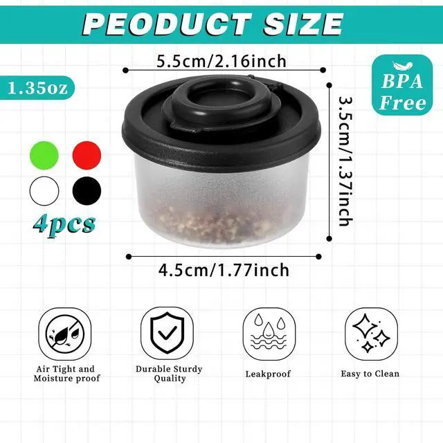 Alt view image 3 of 7 - JJUNW 4 Pcs Salt and Pepper Shakers Set Mini, Seasoning Shaker Travel Containers, Moisture Proof Camping Small Salt Travel Salt Shaker for Travel Camping Picnic Lunch Dining Kitchen
