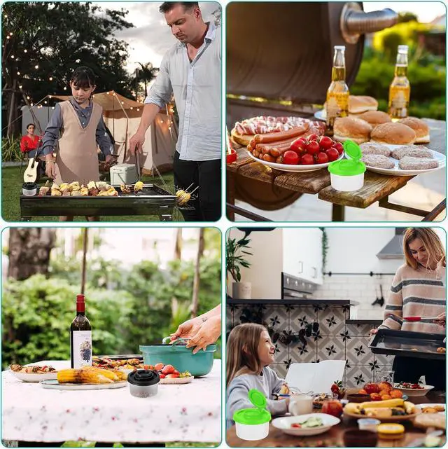 Alt view image 7 of 7 - JJUNW 4 Pcs Salt and Pepper Shakers Set Mini, Seasoning Shaker Travel Containers, Moisture Proof Camping Small Salt Travel Salt Shaker for Travel Camping Picnic Lunch Dining Kitchen