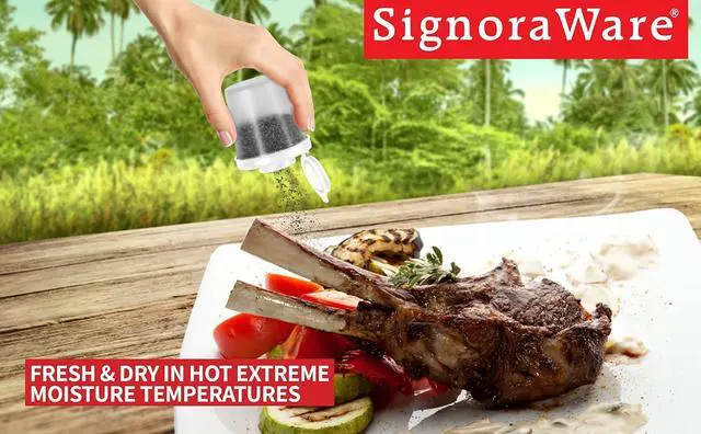 Alt view image 3 of 6 - SIGNORAWARE Salt and Pepper Shakers Moisture Proof Set of 2 Medium Salt Shaker to go Camping Picnic Outdoors Kitchen Lunch Boxes Travel Spice Set Clear with White Lids Plastic Airtight Dispenser