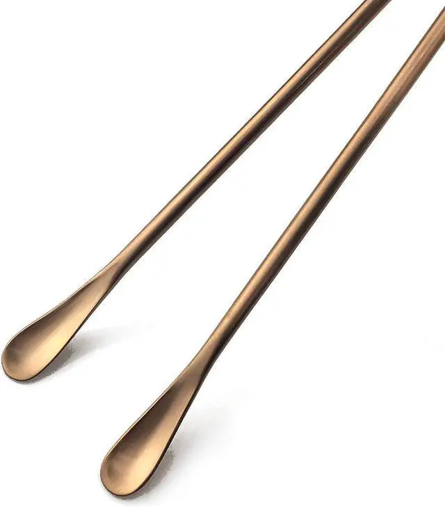 Alt view image 2 of 3 - JASHII Rose Gold Matte Long Handle Spoon Cocktail Mixing Stirring Spoon 3pc | SUS304 Stainless Steel, 8.6 inch, Iced Tea Coffee Spoons, Dishwasher safe, for home restaurant bar