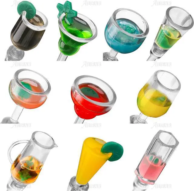 Alt view image 3 of 7 - AUEAR, 10 Pack Swizzle Sticks Acrylic Colorful Cocktail Drink Stirrer Clear Shafts for Bars Cafes Restaurants Home Use