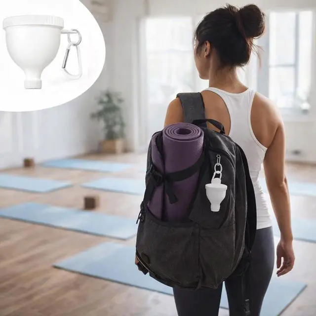 Alt view image 5 of 6 - 2 Pack Premium Protein Powder Containers - Portable Funnels(White 100ml) | Protein Funnels for Filling Water Bottles, Shaker Bottles w/Protein Powder,with Sturdy Carabiners