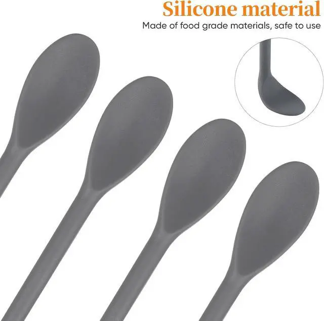Alt view image 6 of 7 - Garneck 4Pcs 11" Long Silicone Coffee Stir Spoon Dual Ended Drink Stirrer: Long Reusable Multipurpose Mixing Sticks for Iced Tea Cocktail Milk Formula Tumbler Kitchen Coffee Bar