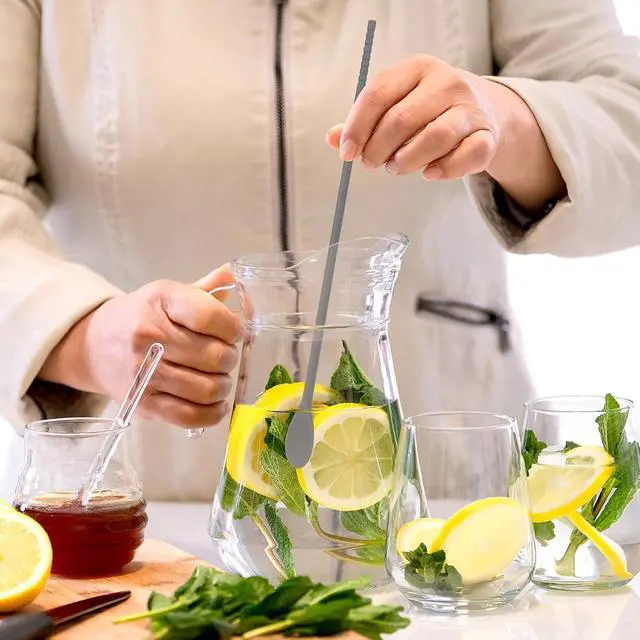 Alt view image 7 of 7 - Garneck 4Pcs 11" Long Silicone Coffee Stir Spoon Dual Ended Drink Stirrer: Long Reusable Multipurpose Mixing Sticks for Iced Tea Cocktail Milk Formula Tumbler Kitchen Coffee Bar