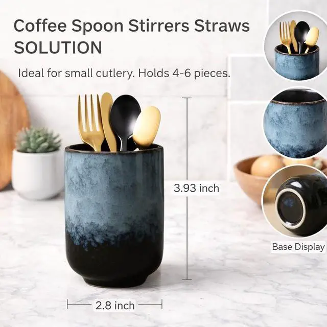 Alt view image 4 of 7 - Coffee Spoon Holder for Coffee Bar, Ceramic Coffee Stirrers Holder (Ceramic Haze)