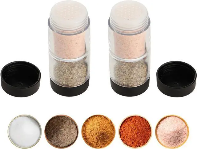 Main image of Sunmei Salt and Pepper Shakers Moisture Proof Set, 2-in-1 Portable Spice Shaker with Airtight Lid, Perfect for Camping Kitchen, Travel, Car Camping, RV, Outdoors, Backpack, BBQ Picnic, Lunch Boxes (2)