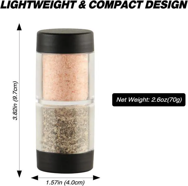 Alt view image 3 of 6 - Sunmei Salt and Pepper Shakers Moisture Proof Set, 2-in-1 Portable Spice Shaker with Airtight Lid, Perfect for Camping Kitchen, Travel, Car Camping, RV, Outdoors, Backpack, BBQ Picnic, Lunch Boxes (2)